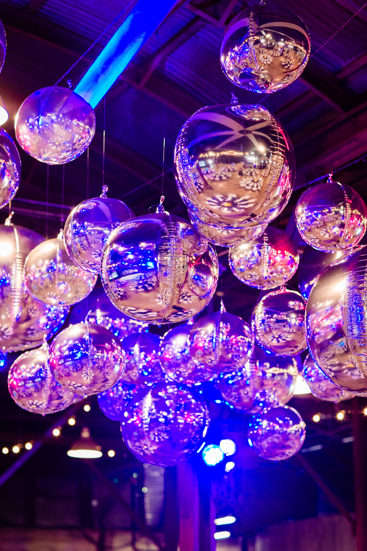 Reflective orb installation at an Austin Symphony gala